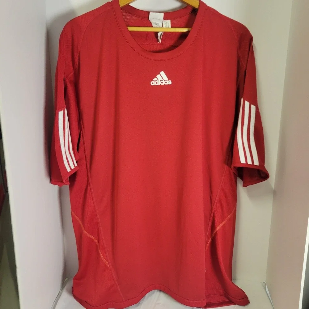 Adidas ClimaCool Mens Red Short Sleeve Athletic Training Shirt AK9001 Size XL